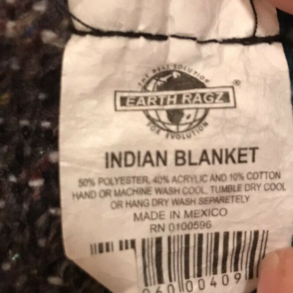 EARTH RAGZ Indian Blue Black ￼White Metallic Southwestern Throw Blanket 48”x 68” - Picture 8 of 8